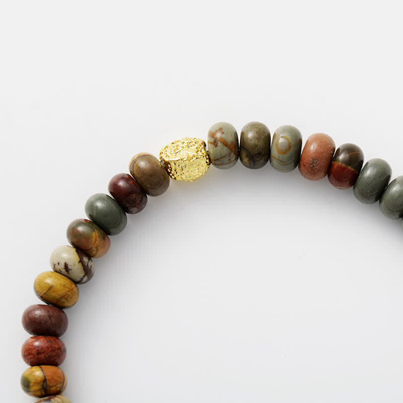 Olivenorma Natural Stone Roller Beads Elastic Beaded Bracelet