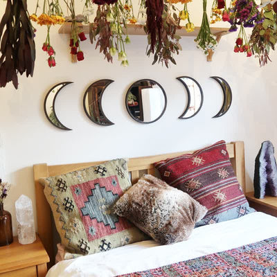 Original Wooden Moon Phase Mirrors Wall Decor - image 3