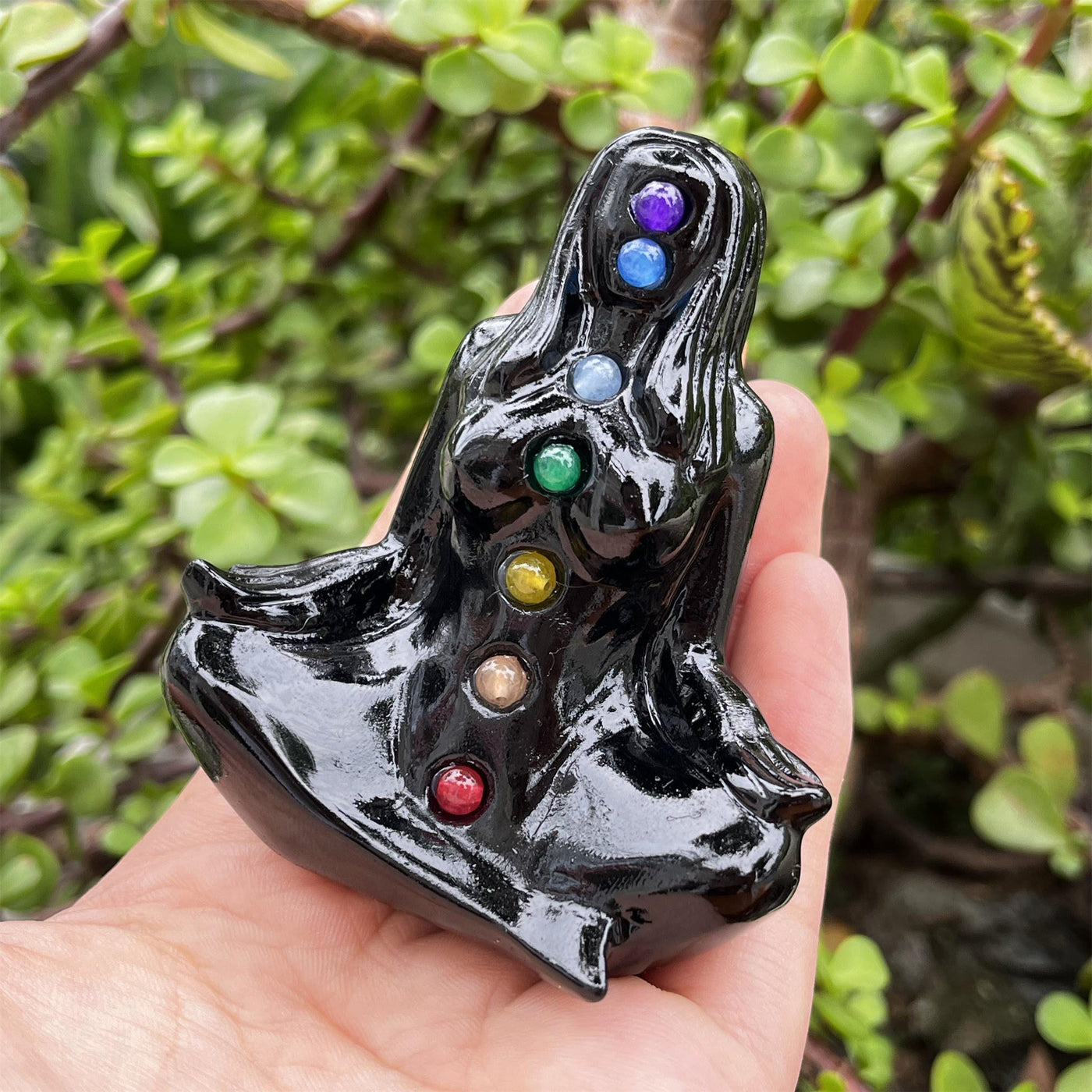 Olivenorma Obsidian Chakra Yoga Goddess Pagan Gemstone Decoration