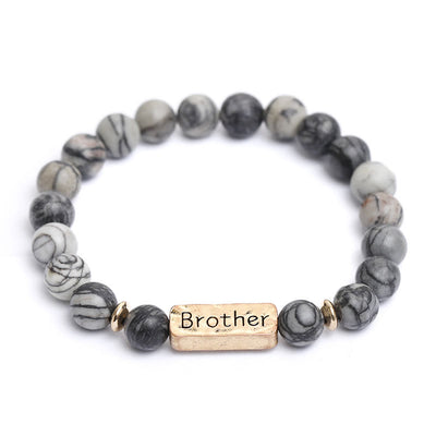 Olivenorma Natural Gemstone Brother Engraving Bracelet