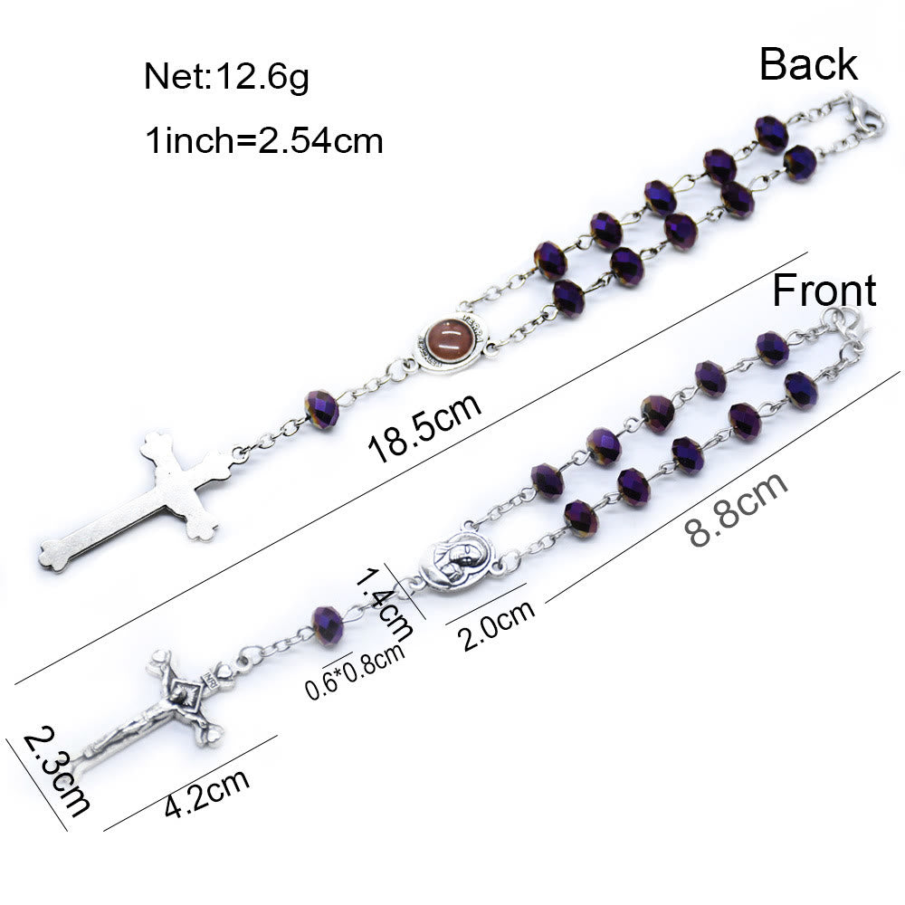 Olivenorma Crystal Rosary Cross Bracelet