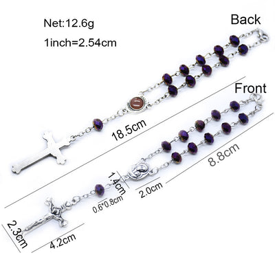 Olivenorma Crystal Rosary Cross Bracelet