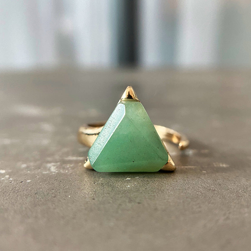 Olivenorma Triangle Green Aventurine Amethyst Ring