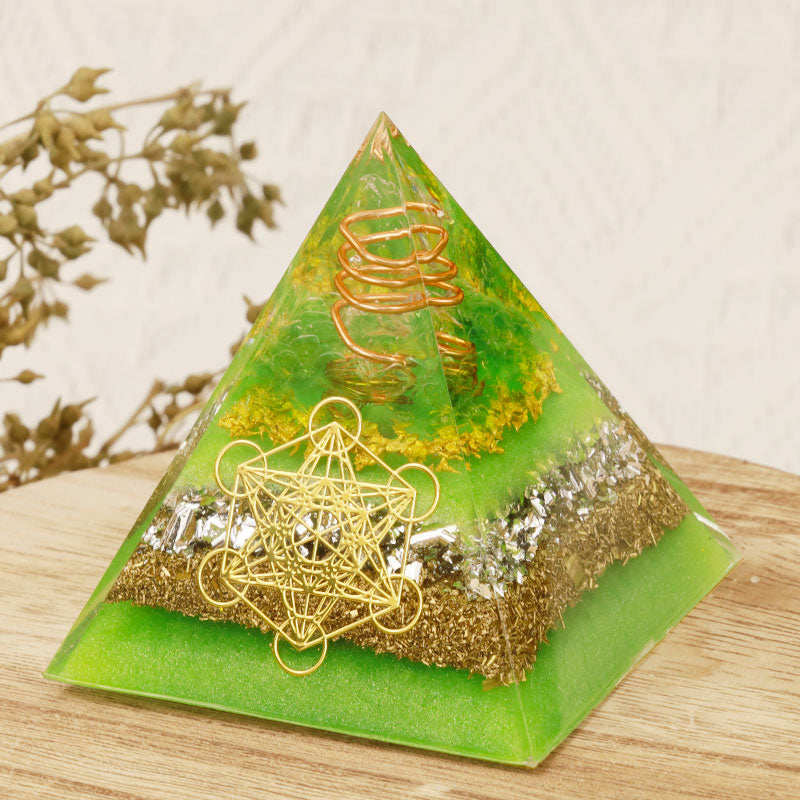 Olivenorma Green Life Metatron's Cube Orgone Pyramid