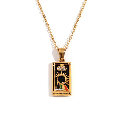 Olivenorma Stainless Steel 18k Gold Plated Tarot Card Necklace