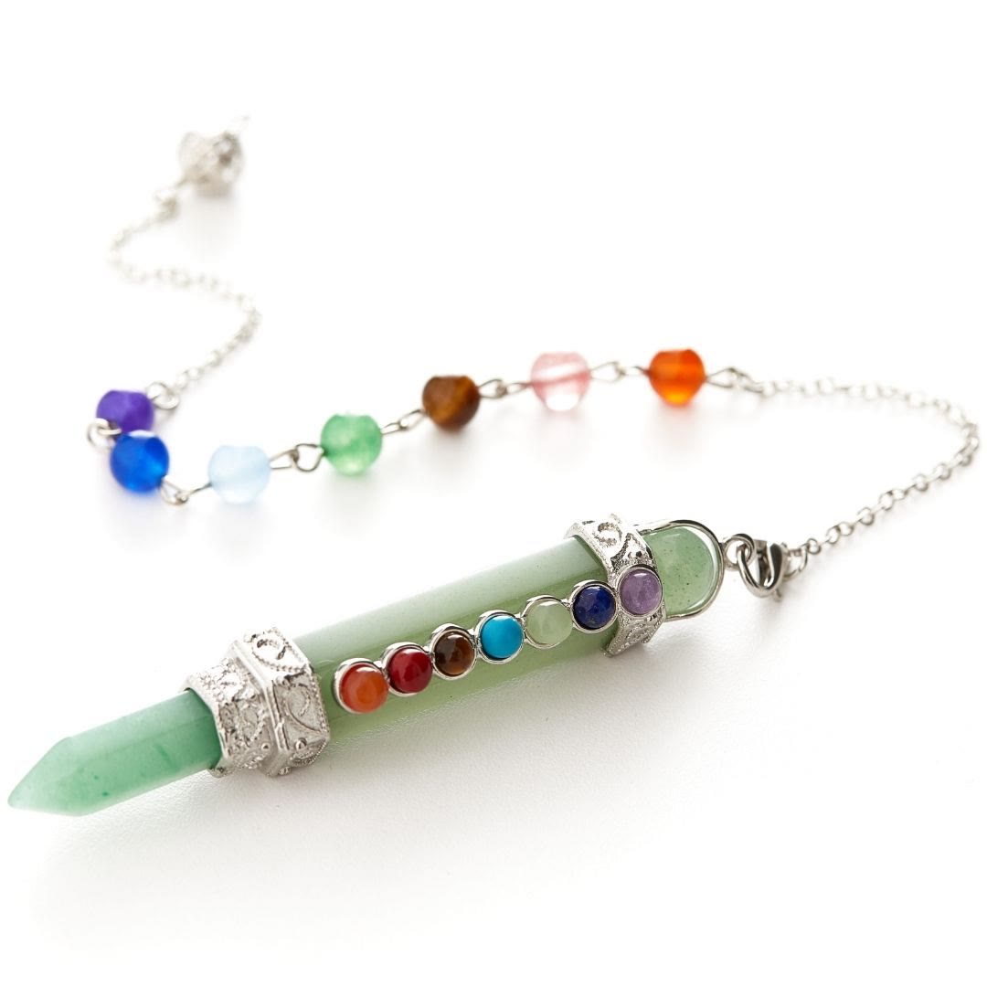 Olivenorma Chakra Crystal Hexagonal Column Pendulum