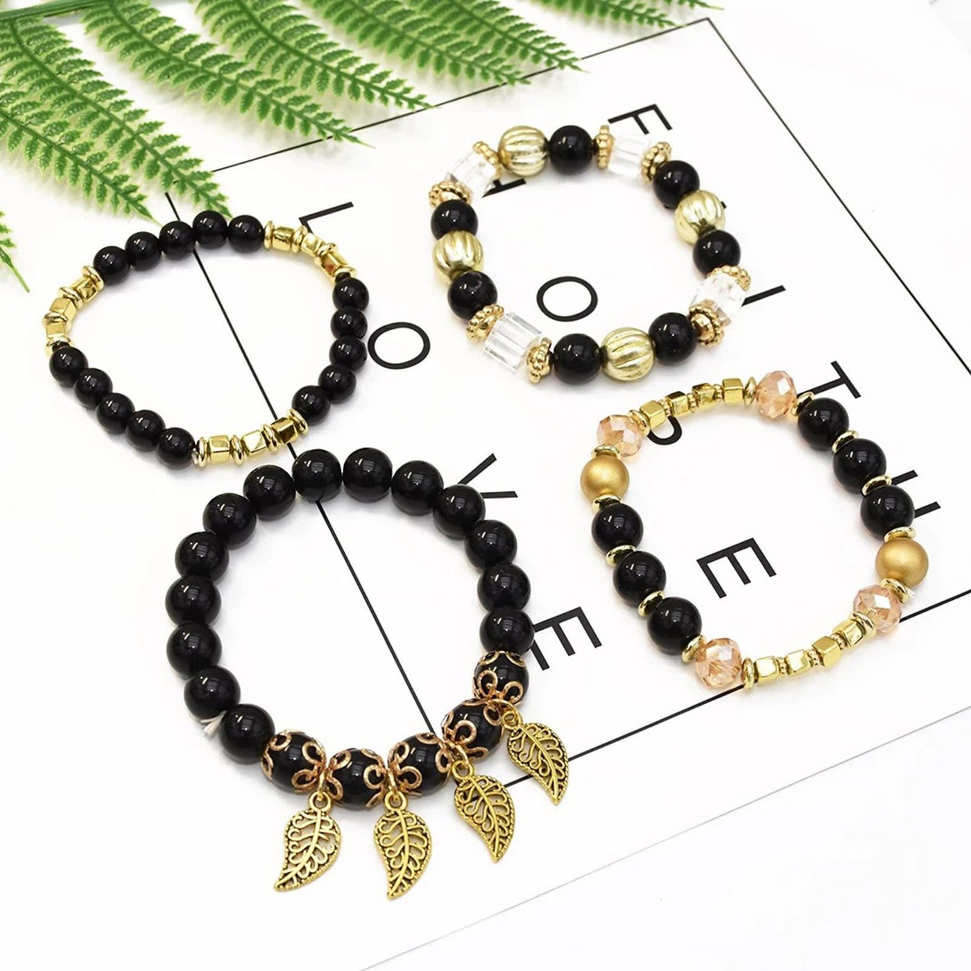 Olivenorma Bohemian Leaf Pendant Accessories Multilayer Bracelet Set