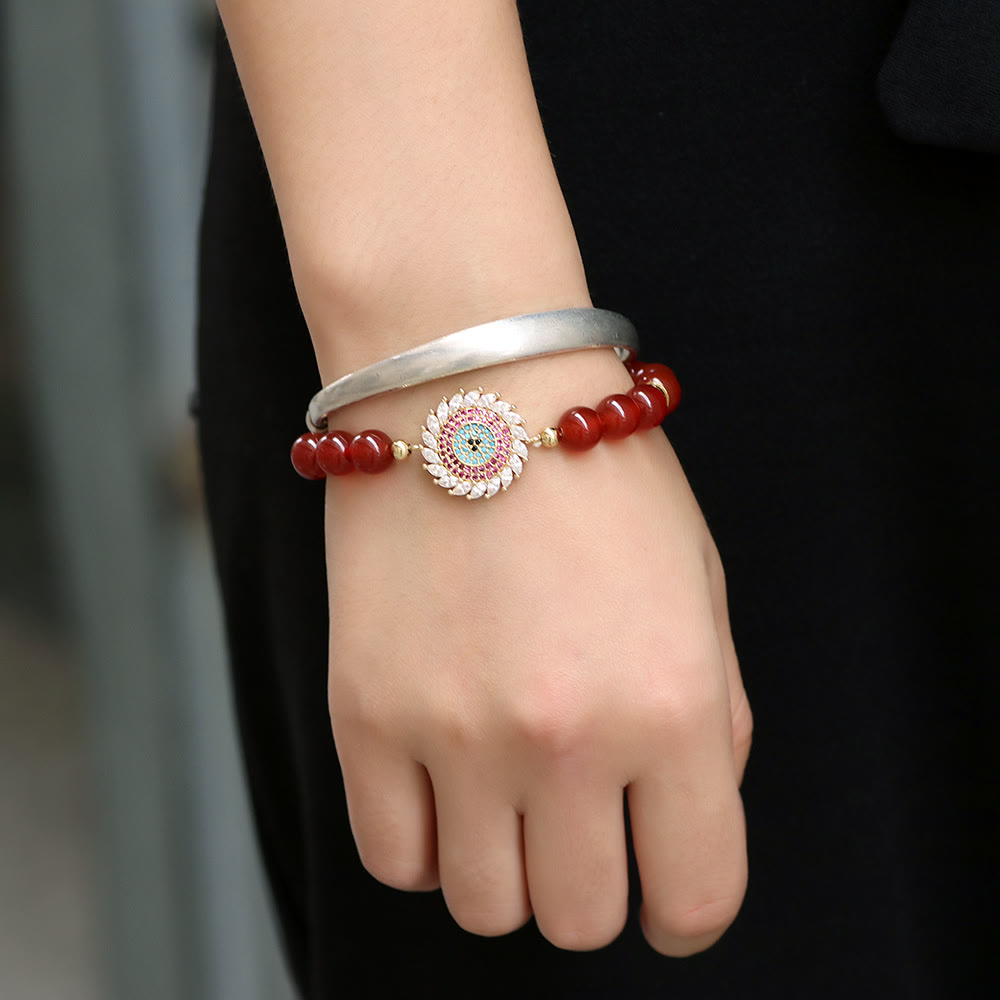 Olivenorma Red Agate Hand Beaded Bracelet