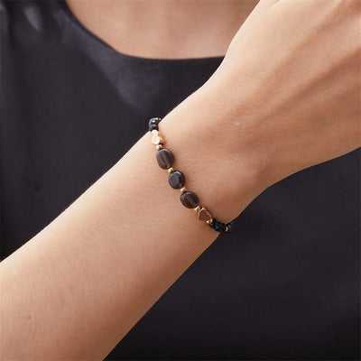 Olivenorma Irregular Natural Gravel Love Beaded Braided Bracelet