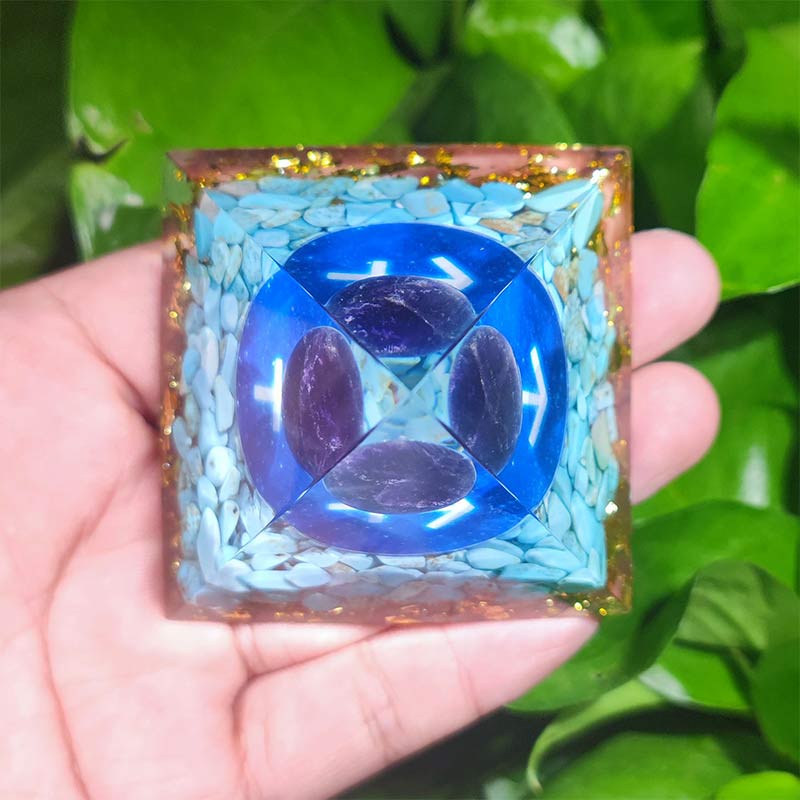 Olivenorma Turquoise with Lapis Lazuli Sagittarius Zodiac Orgone Pyramid