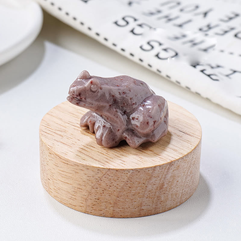 Olivenorma Natural Gemstone Carved Frog Statue Gemstone Decoration