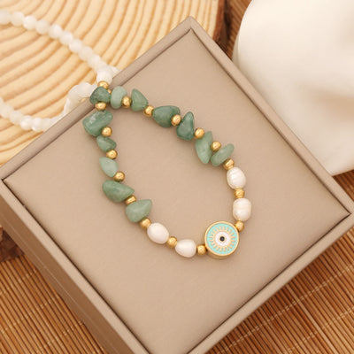 Olivenorma Natural Moonstone Pearl Evil Eye Necklace