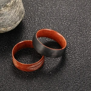 Olivenorma 8mm Black Tungsten Carbide Whiskey Barrel Wood Ring