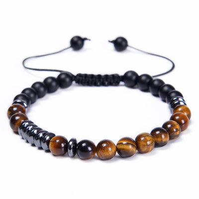 Olivenorma 6mm Natural Blue Tiger Eye Beaded Men Bracelet