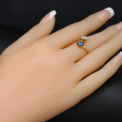 Olivenorma White Zircon Gold Plated Evil Eye Women Ring