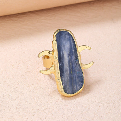 Olivenorma Kyanite Double Moon Healing Adjustable Ring