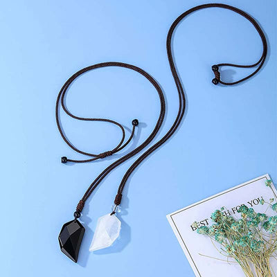 Olivenorma Obsidian Clear Quartz Heart Necklace