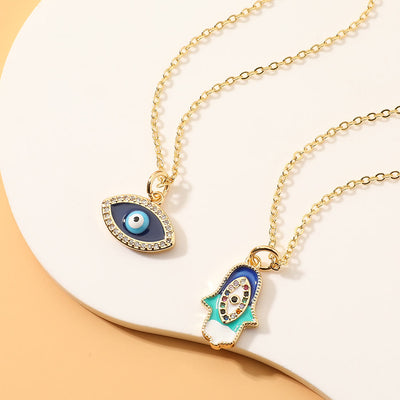 Olivenorma Epoxy Evil Eye Hamsa Heart Shape Necklace