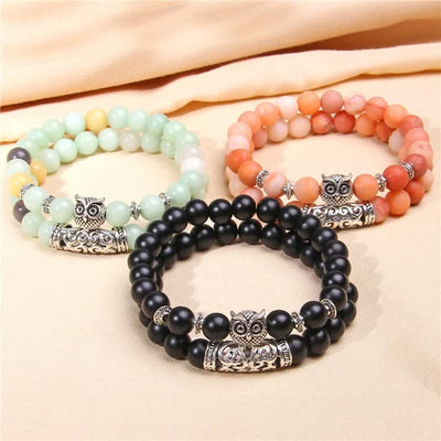 Olivenorma Owl Natural Crystal Beads Bracelet