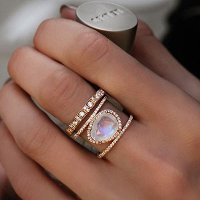 Olivenorma Irregular Moonstone Ring