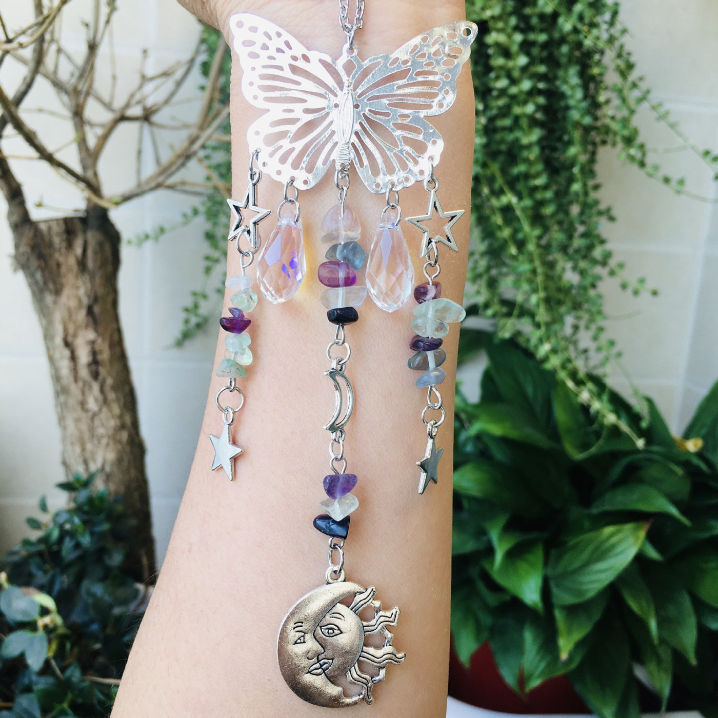 Olivenorma Suncatcher Butterfly Style Sun Moon Wind Chime