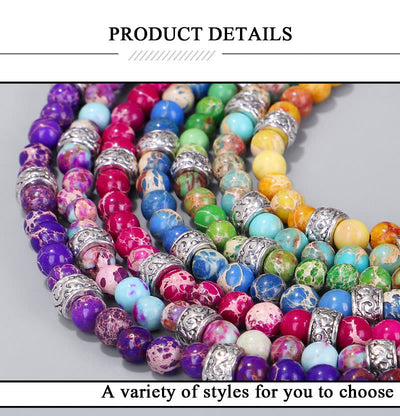 Olivenorma Natural Multicolor Imperial Stone Beaded Braided Bracelet