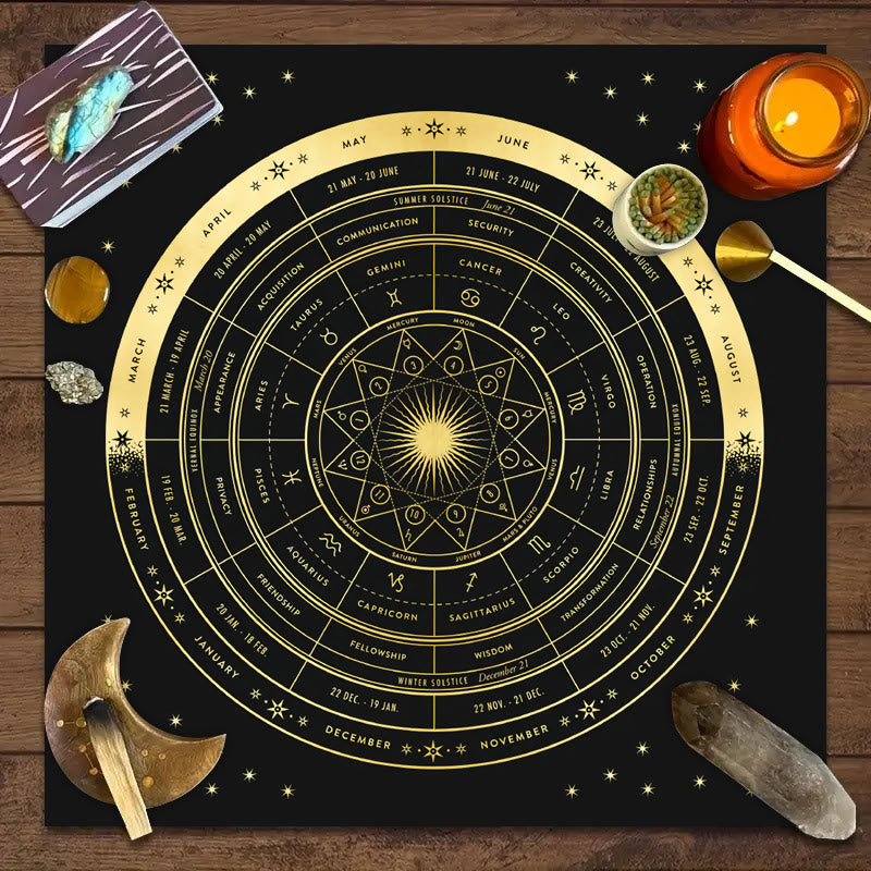 Olivenorma Zodiac Astrology Wheel Of Year Tarot Tablecloth