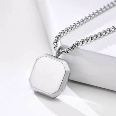 Olivenorma Square Pendant Men Long Sweater Chain Necklace