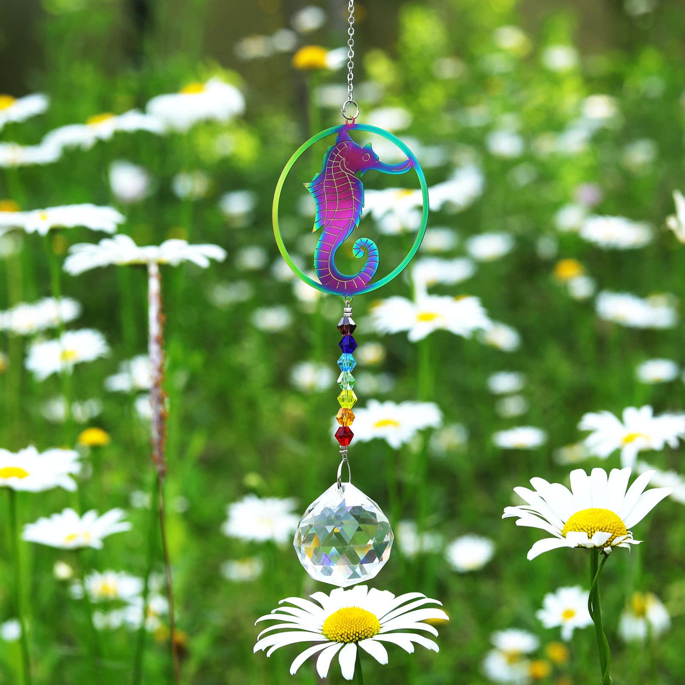 Olivenorma Clear Crystal Hanging Chakra Beads Wind Chime Suncatcher