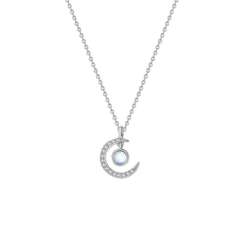 Olivenorma Natural Moonstone Moon Decoration Sterling Silver Necklace