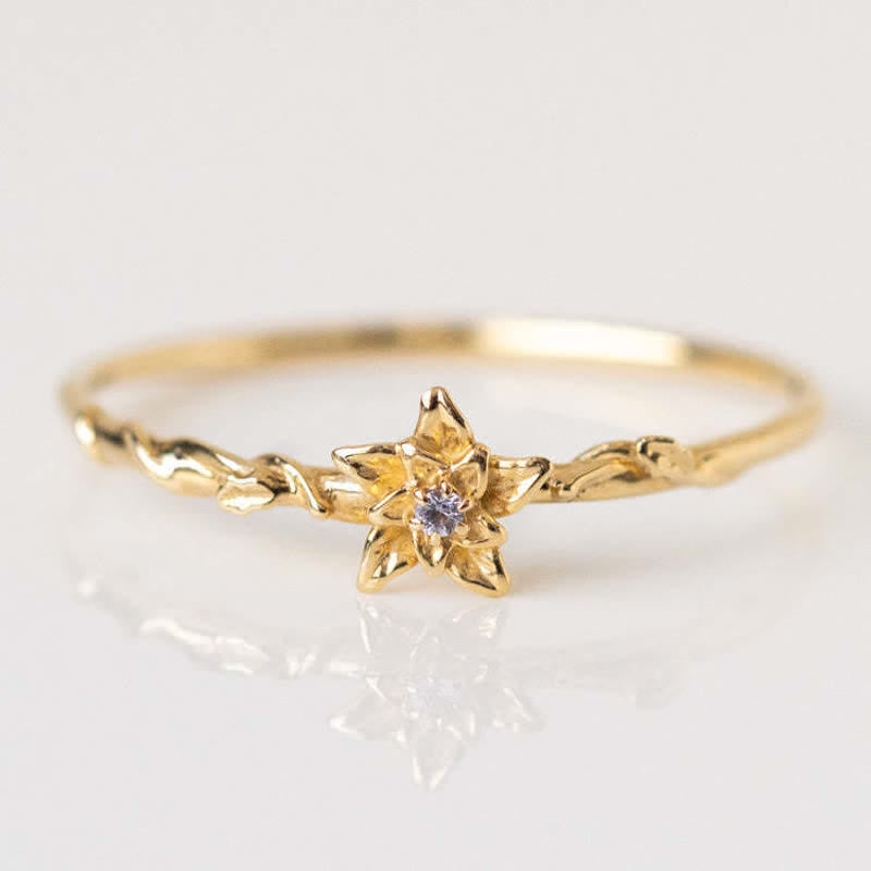 Olivenorma Dainty Statement Birth Flower Gold Ring