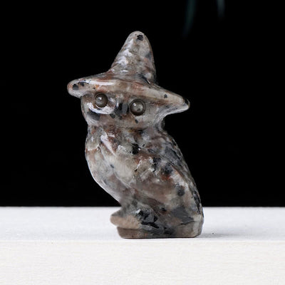 Olivenorma Halloween Crystal Owl Carving Gemstone Decoration