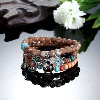 Olivenorma Elephant Tower Evil Eye Hamsa Bracelet Set