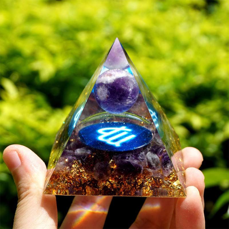 (Clearance 30% OFF / CODE: OFF30) - Olivenorma Amethyst Virgo Zodiac Orgone Pyramid