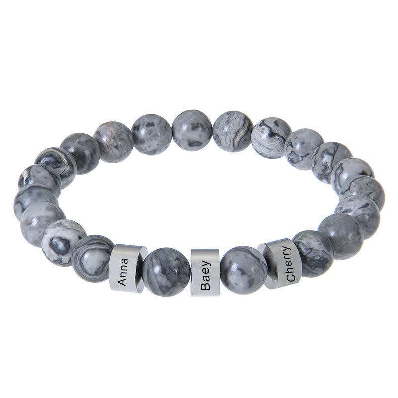 Olivenorma Natural Stone Beads Custom Name Engraving Bracelet