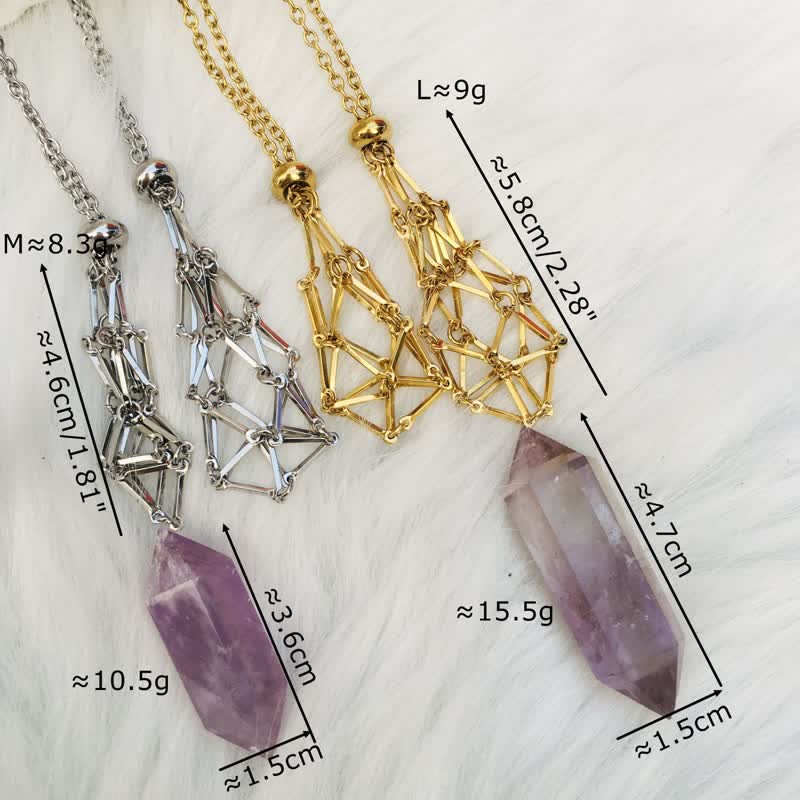 Olivenorma Clear Quartz Sliver Golden Pouch Necklace