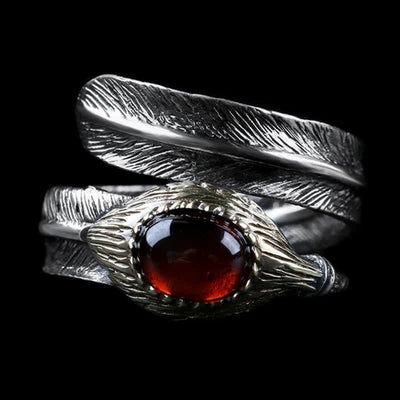 Olivenorma S925 Silver Curved Feather Shape Open Ring