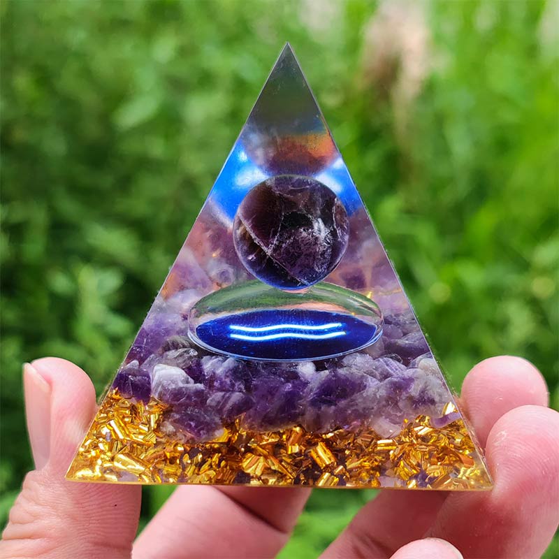 (Clearance 30% OFF / CODE: OFF30) - Olivenorma Amethyst Aquarius Zodiac Orgone Pyramid