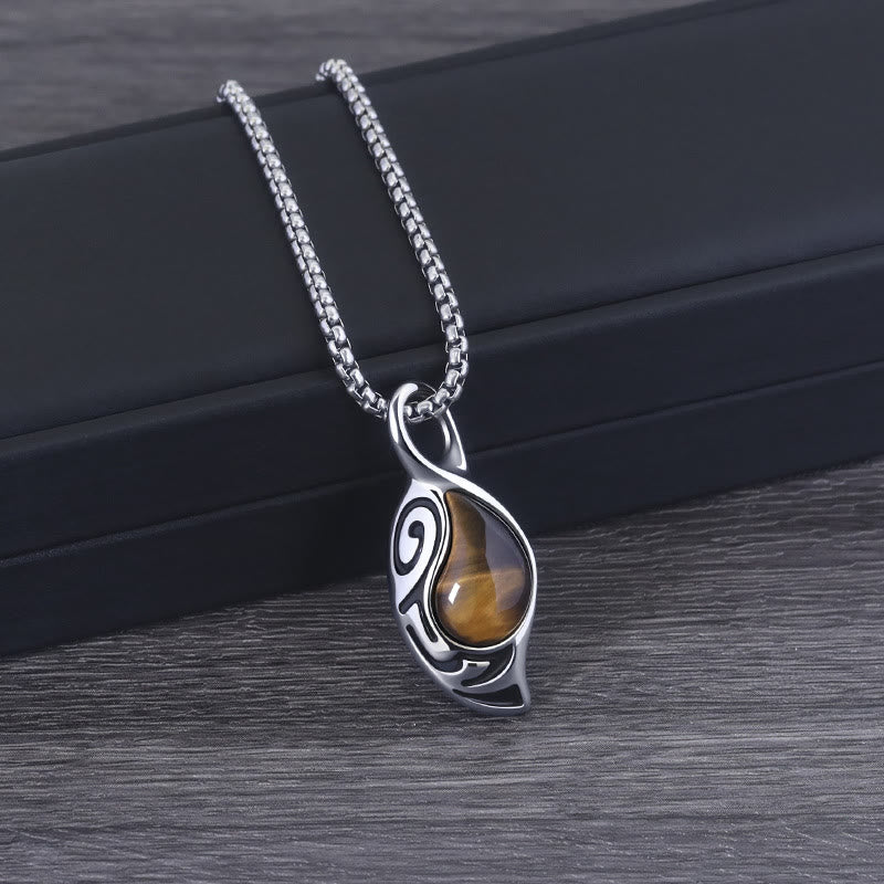 Olivenorma Courage Luck Protection Tiger Eye Titanium Steel Necklace