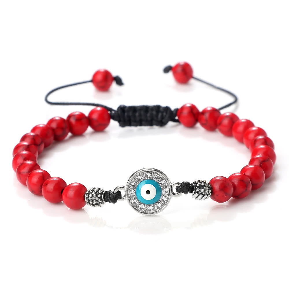 Olivenorma 6mm Natural Stone Zircon Beads Evil Eye Bracelet