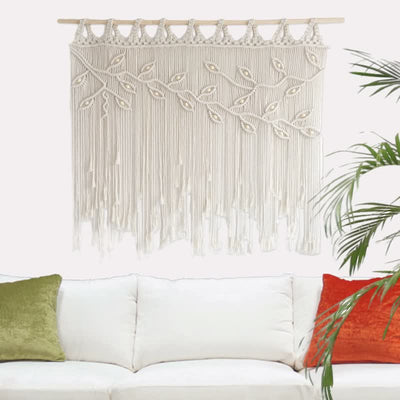 Olivenorma Leaf Shape Macrame Woven Tapestry Wall Hanging Decor