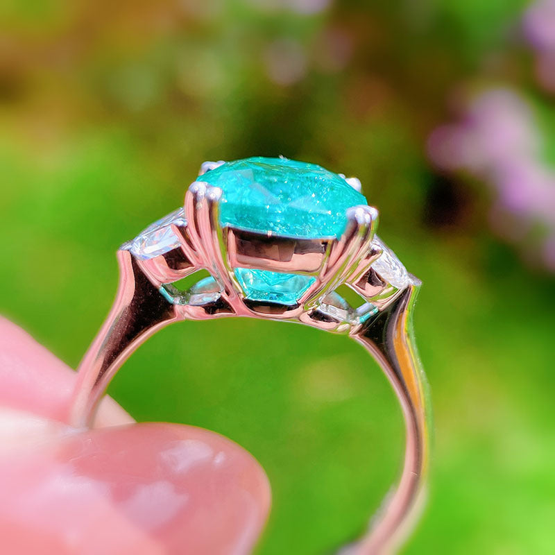 Olivenorma Large Square Paraiba Tourmaline Adjustable Ring