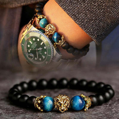 Olivenorma Natural Crystal Stone Lion Symbol Bracelet