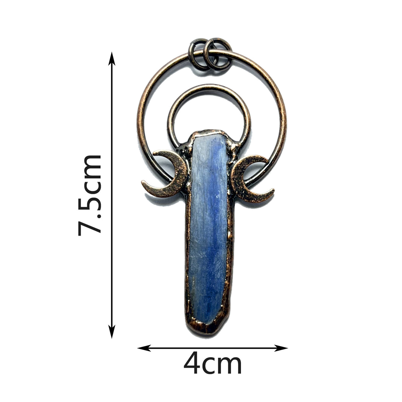 Olivenorma Kyanite Copper Double Moon Ring Pendant Necklace