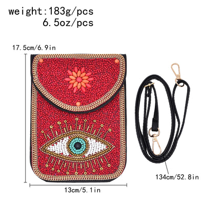 Olivenorma Bohemian Beaded Evil Eye Hamsa Mobile Phone Bag