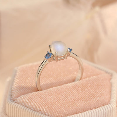 Olivenorma Moonstone Blue Topaz S925 Sterling Silver Ring