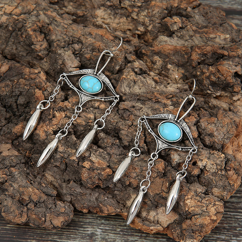 Olivenorma Geometric Cutout Eye Turquoise Bohemia Earrings