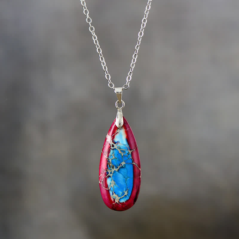 Olivenorma Natural Color Emperor Stone Water Drop Pendant Necklace