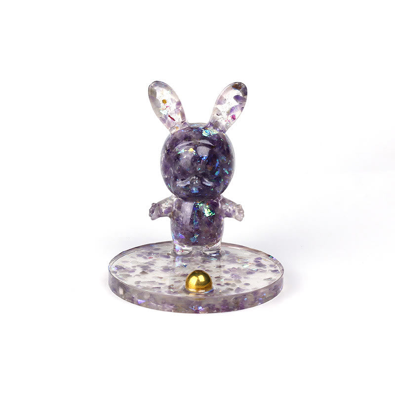 Olivenorma Natural Crystal Gravel Epoxy Rabbit Mobile Phone Holder