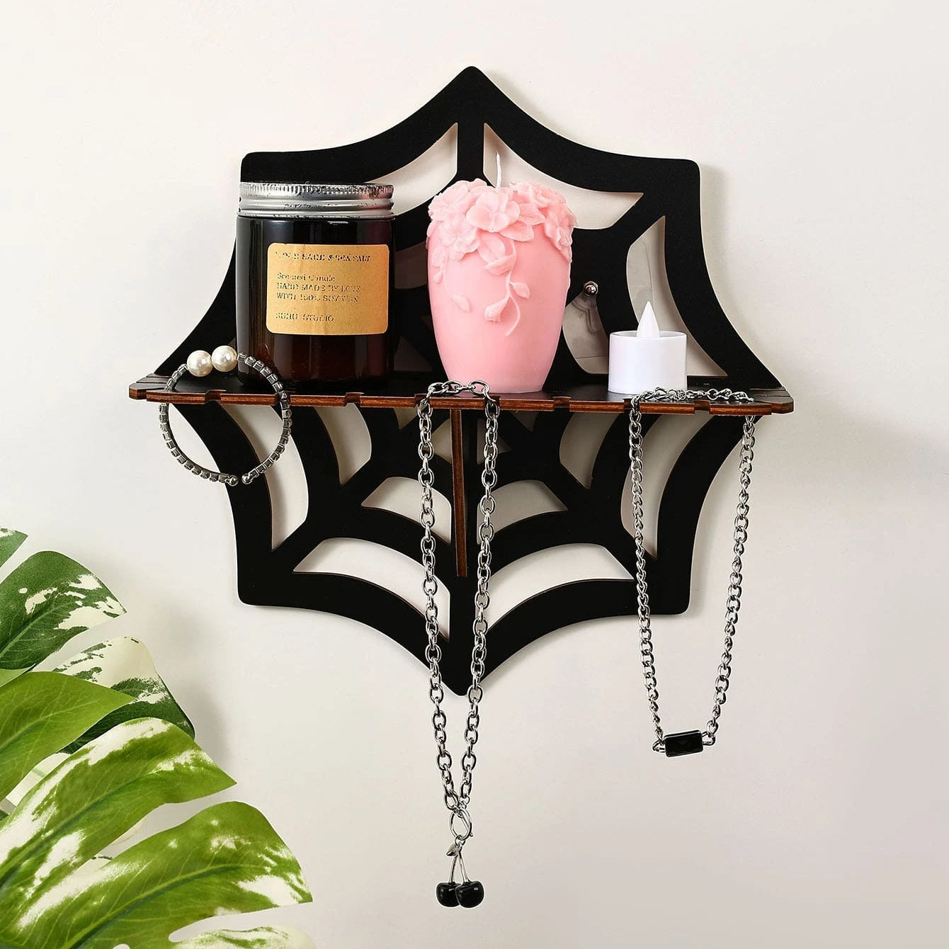 Olivenorma Spider Wood Display Candle Holder Crystal Shelf